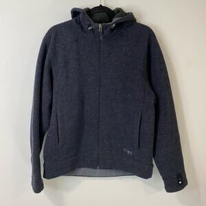 Outdoor Research Women's Wool Blend Hooded Jacket Navy Grey Medium Hiking Trail